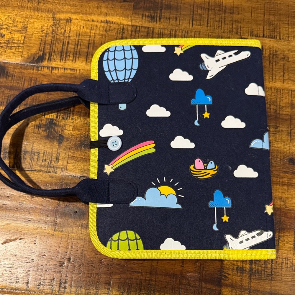 Kids Travel-Themed busy  Bag - Navy and Yellow